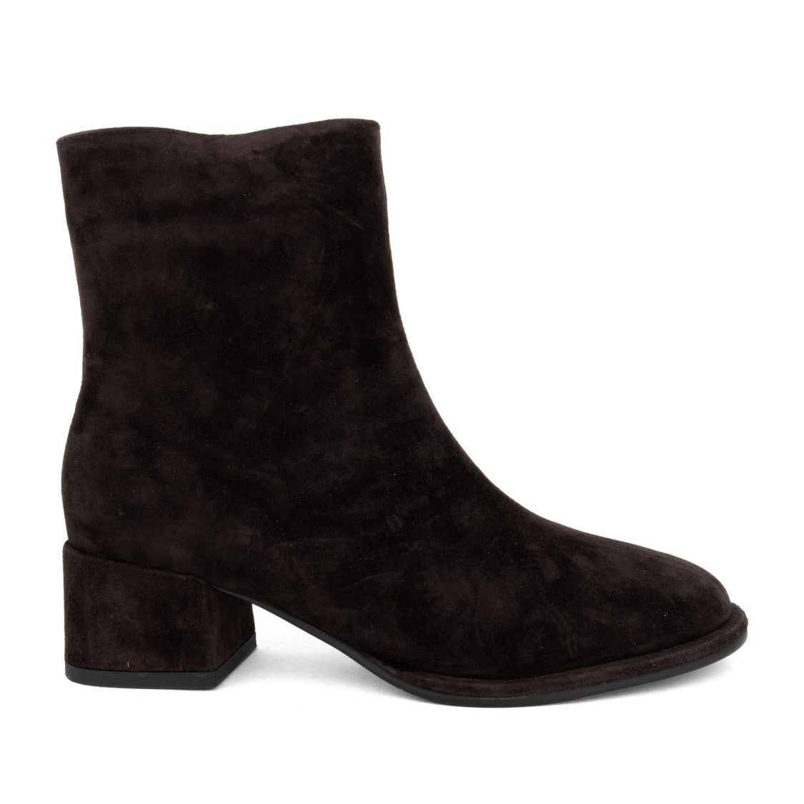 Linda Baumann Brown Suede Smooth Block Heel Boots