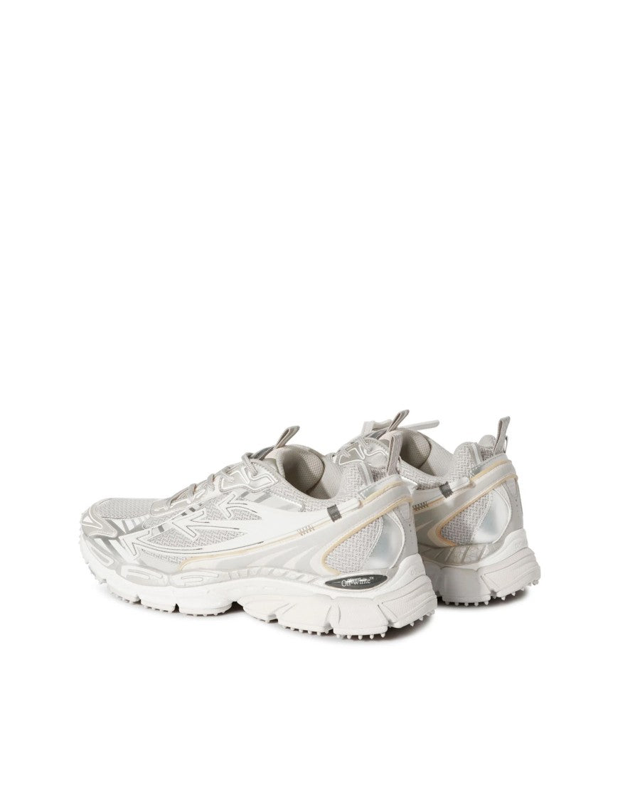 Off-White Light Grey And Silver Sneakers With Mesh
