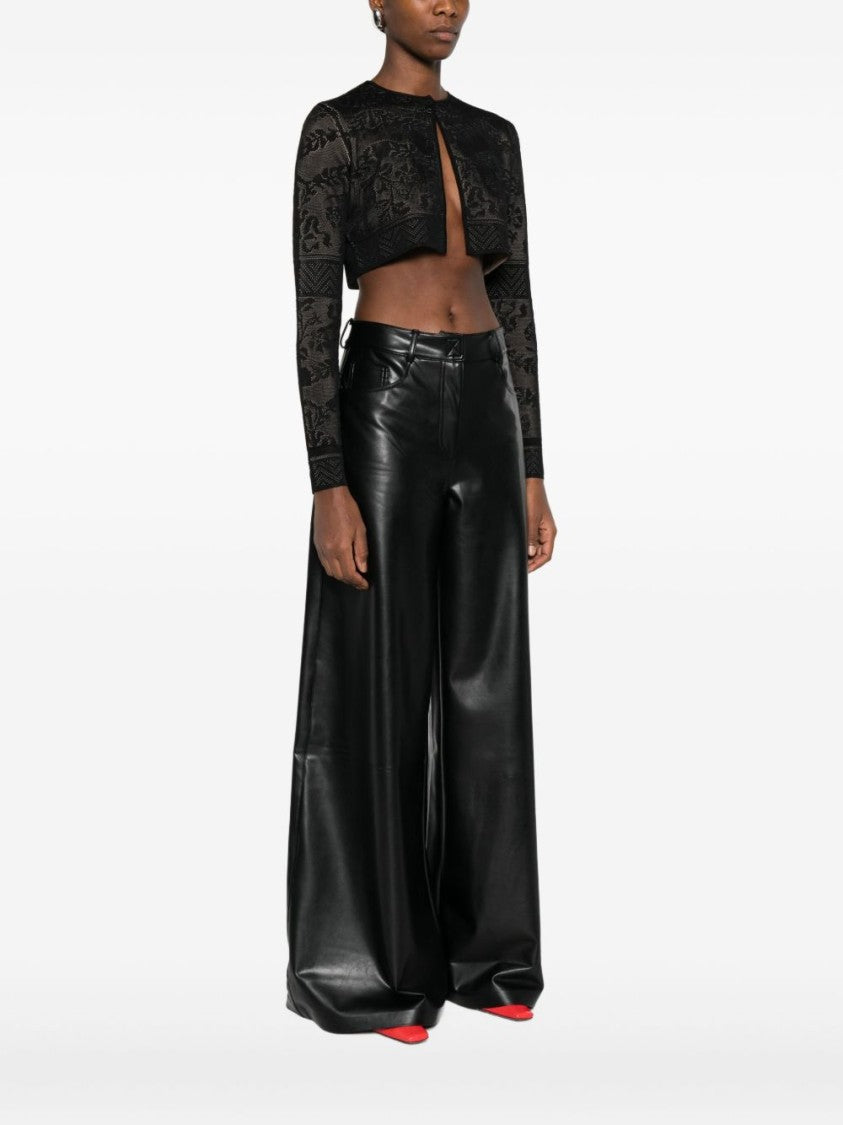 Twin-Set Cropped Sweater With Black Lace Overlay