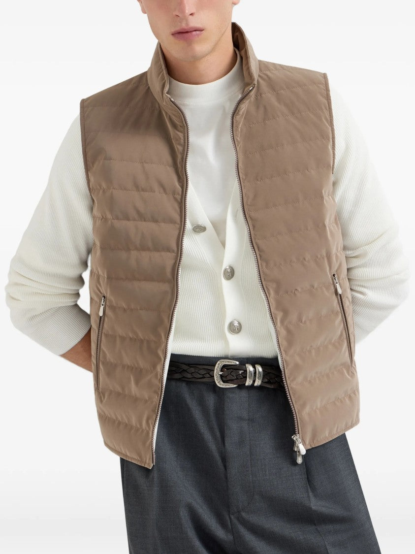 Brunello Cucinelli Quilted Horizontal Stitch Matte Gilet
