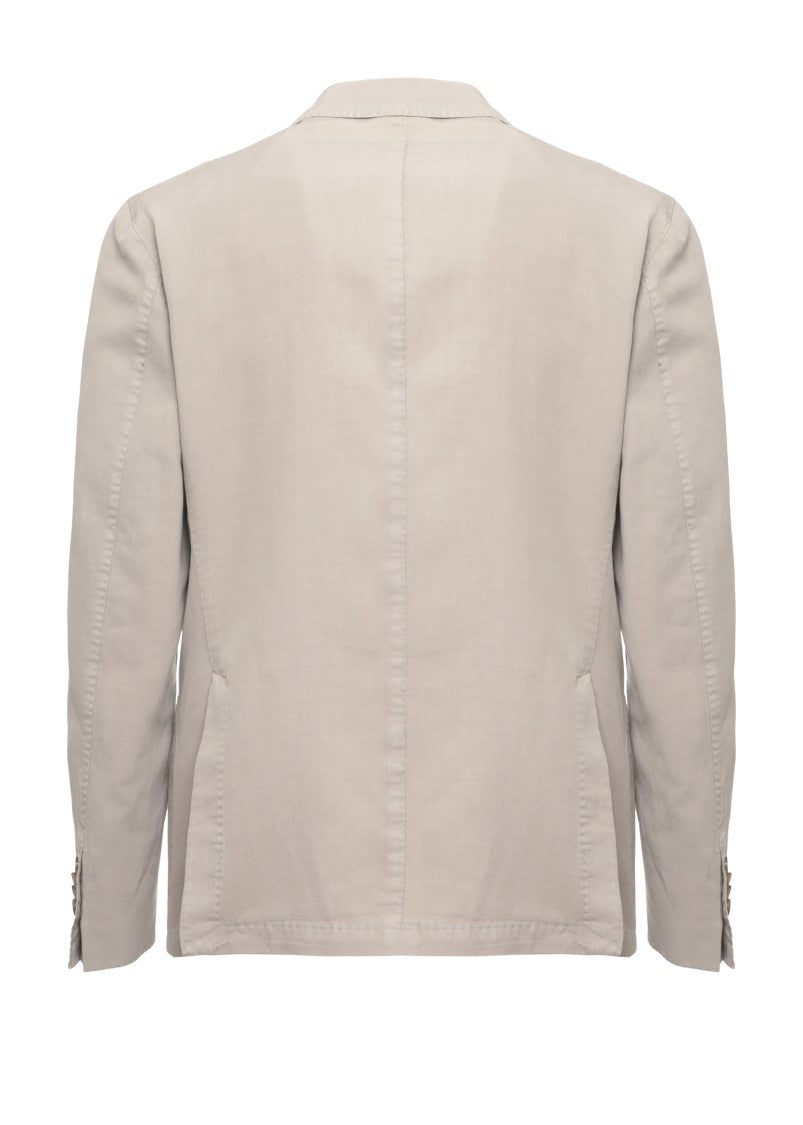 Lubiam Beige Classic Lapel Linen-Blend Blazer