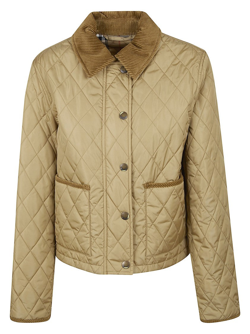 Burberry Quilted Cropped Jacket With Corduroy Details