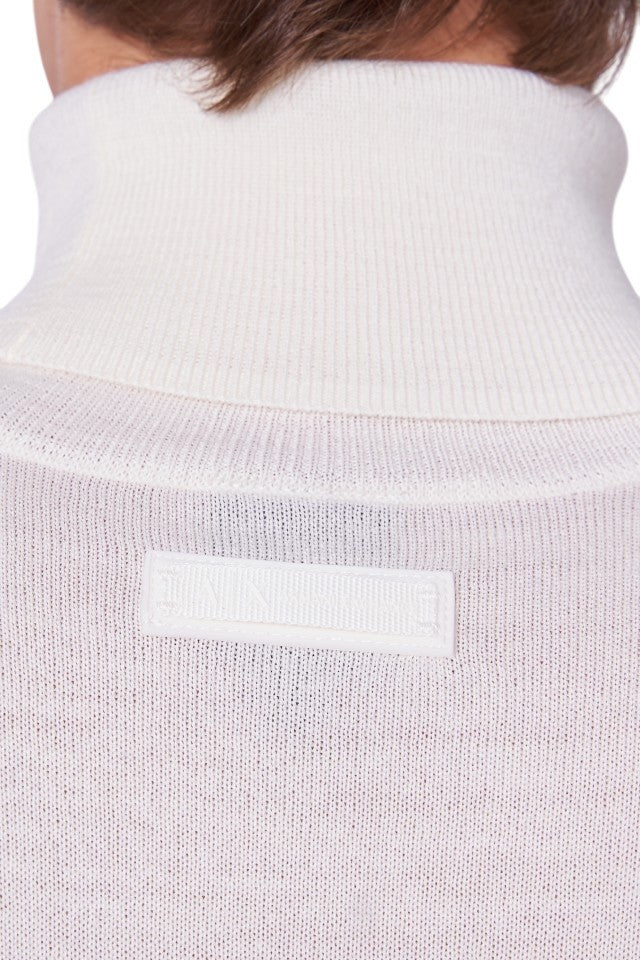 Armani Exchange Minimalist White Turtleneck Sweater With Ribbed Details