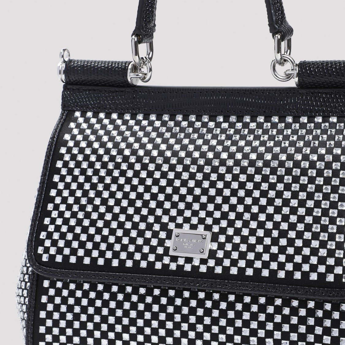 Dolce & Gabbana Black Crytal Details Handbag