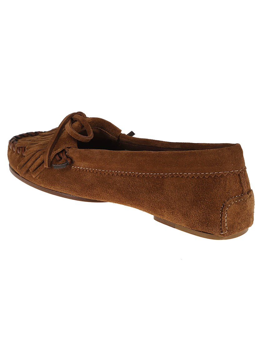 Paris Texas Brown Suede Loafers With Stylish Fringes