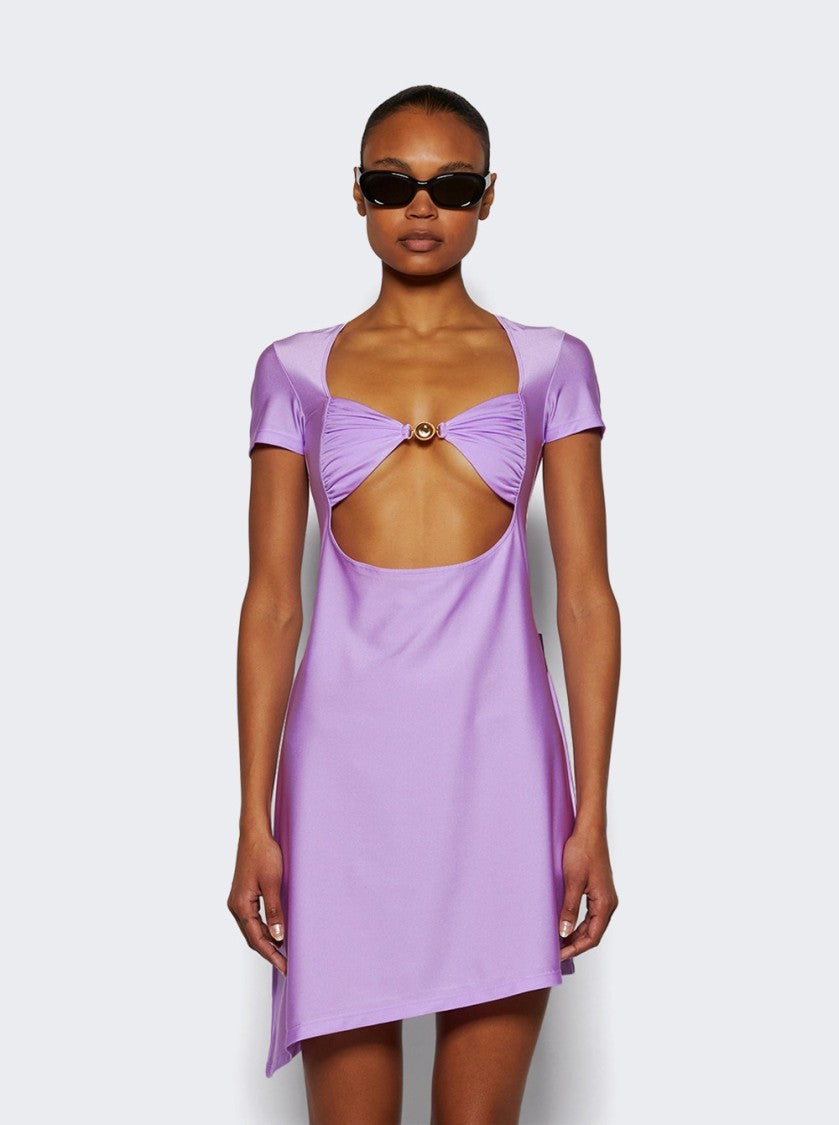 Marine Serre Draped Jersey Open Chest Dress Sweet Lilac