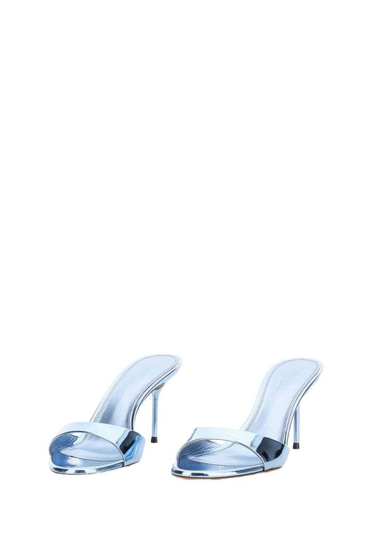 Paris Texas Light Blue Patent Leather Mule Sandals With Stiletto Heel