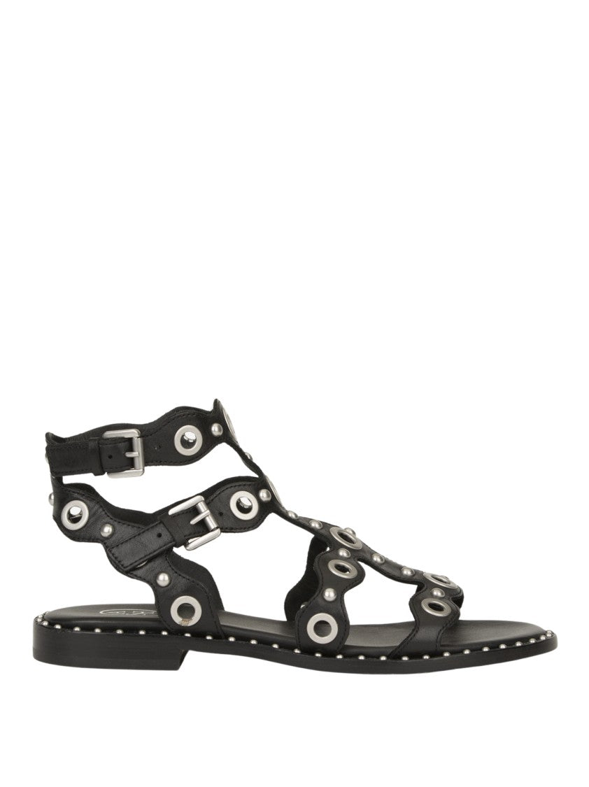 Ash Sandals With Circular Cutouts And Metallic Accents