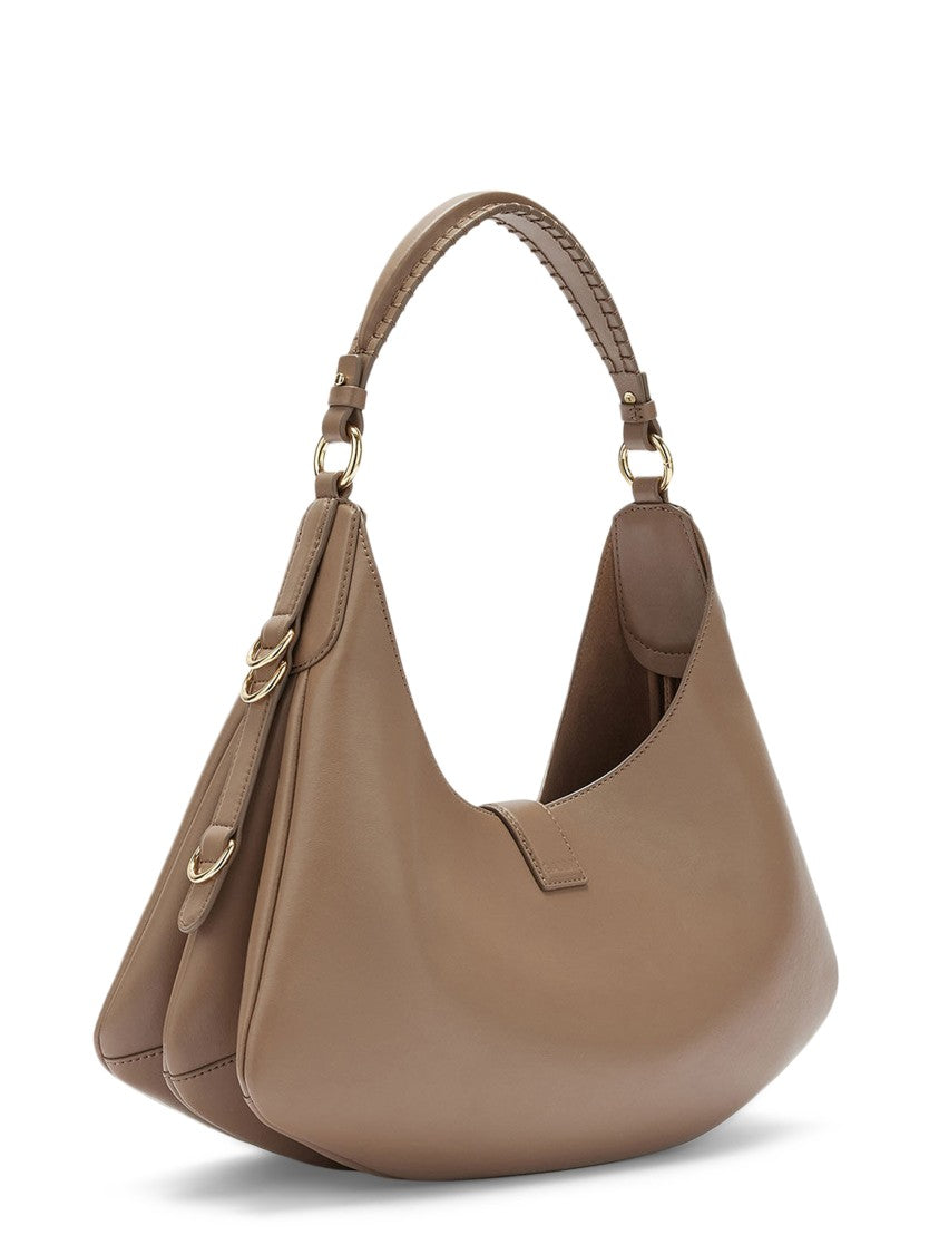 Ganni Crescent-Shaped Handbag With Gold Floral Clasp