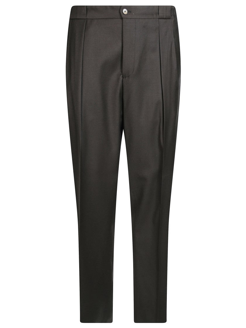Briglia Flannel Button Straight-Leg Formal Pants