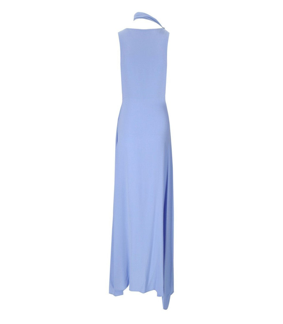 Federica Tosi Light Blue Long Dress With Foulard Scarf
