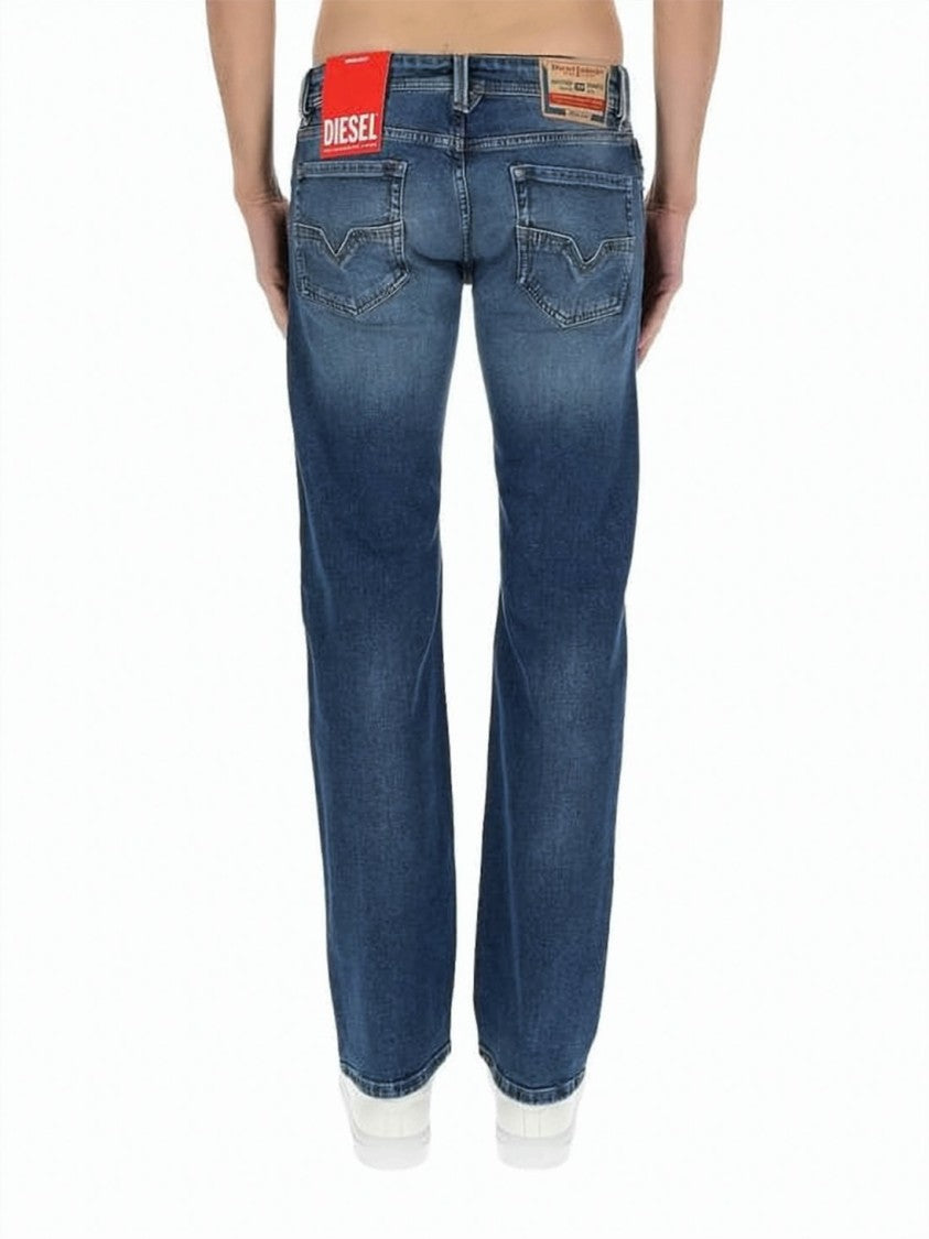 Diesel Regular Fit Straight-Leg Jeans With Medium Blue Wash