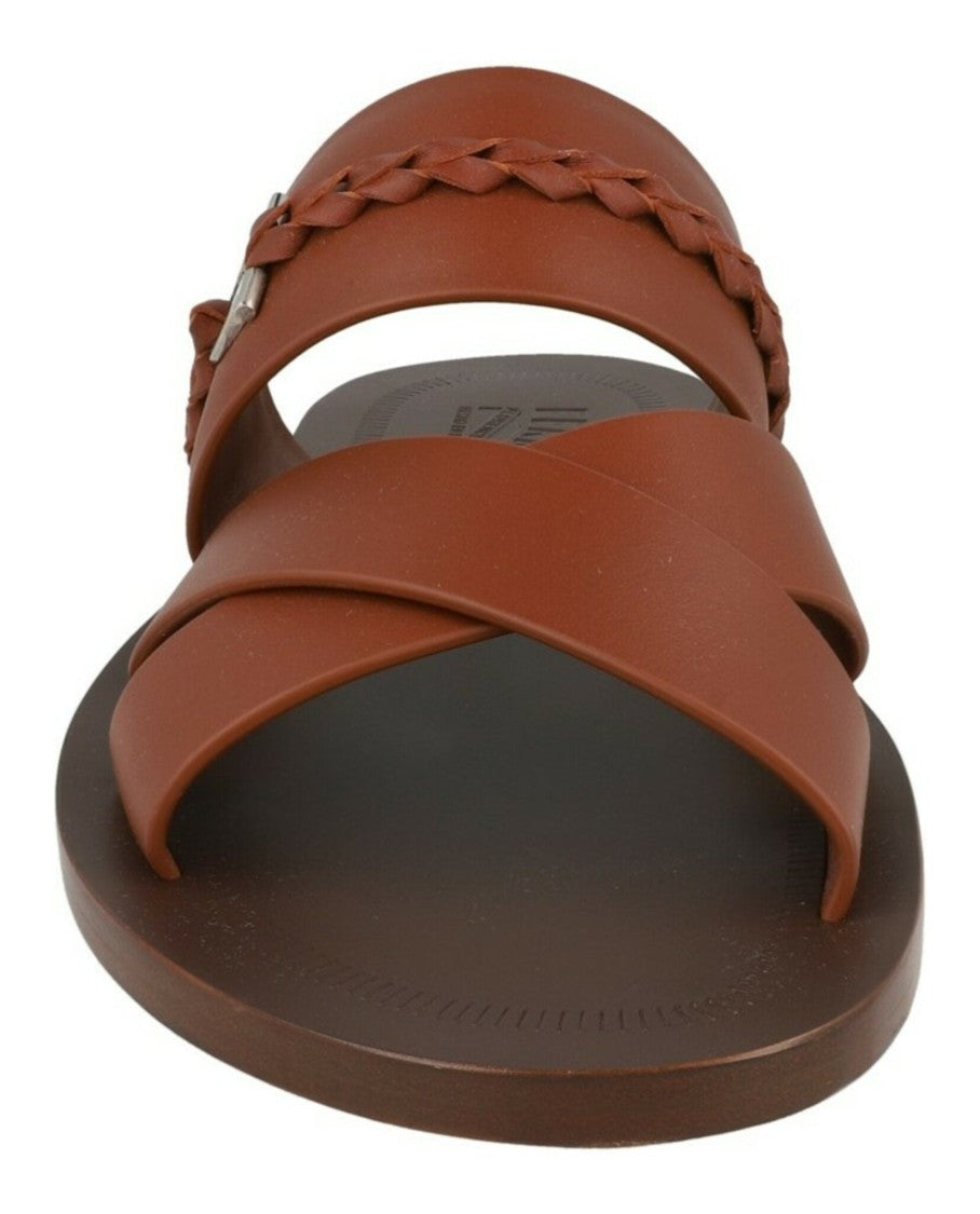 Ferragamo Giotto Leather Sandals With Braided Gancini Detail