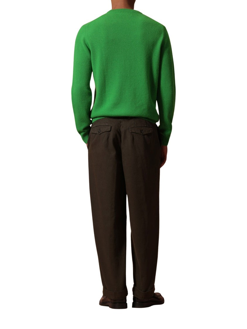 Ballantyne Olive Green Cotton Wide-Leg Pants