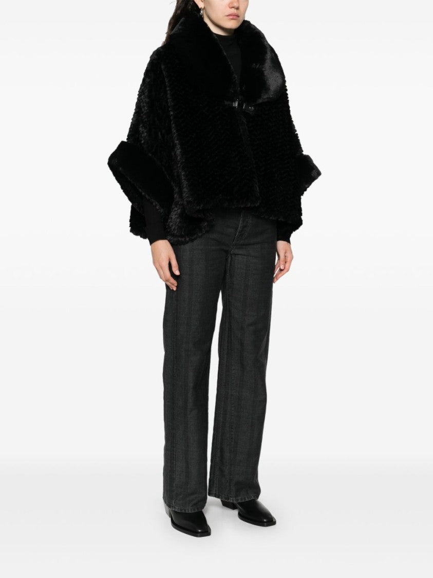 Liu Jo Cropped Black Faux Fur Coat
