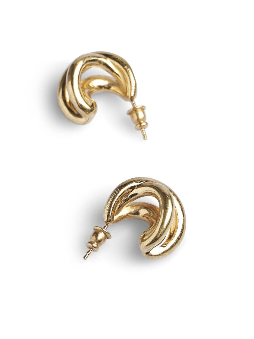 Panconesi Crescent-Shaped Huggie Earrings With Twisted Layered Design