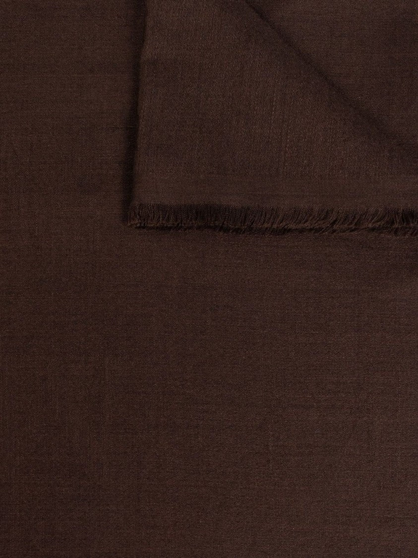 Max Mara Wraparound Brown Scarf With Fringe Detailing