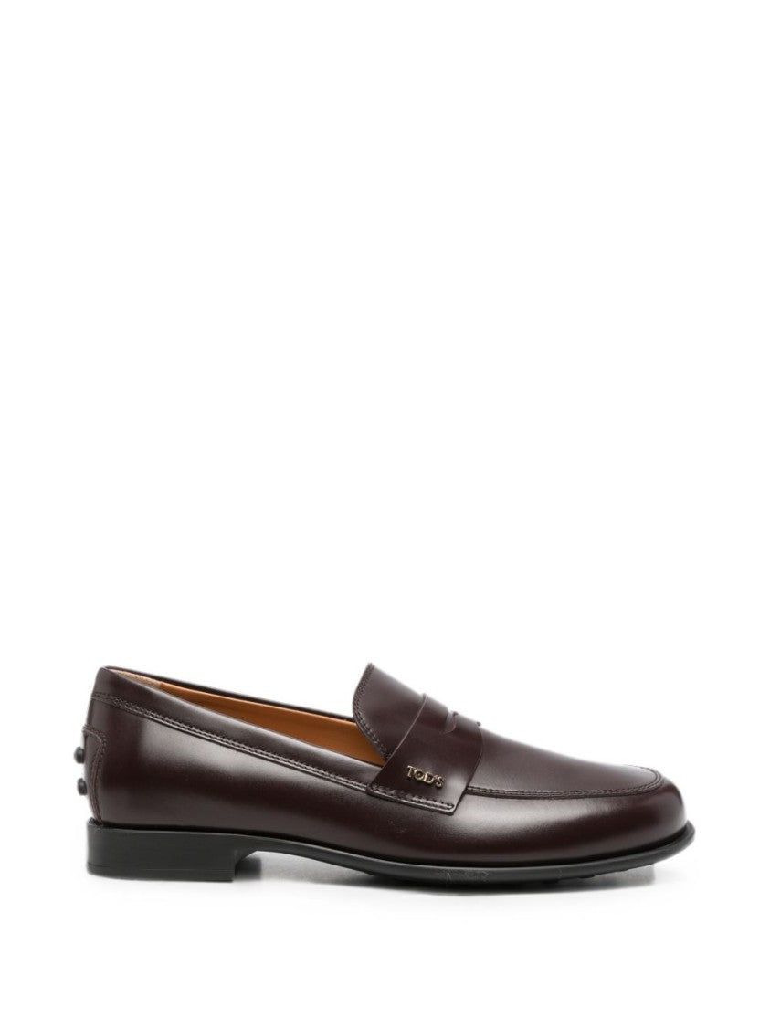 Tod's Black Polished Leather Penny Loafers