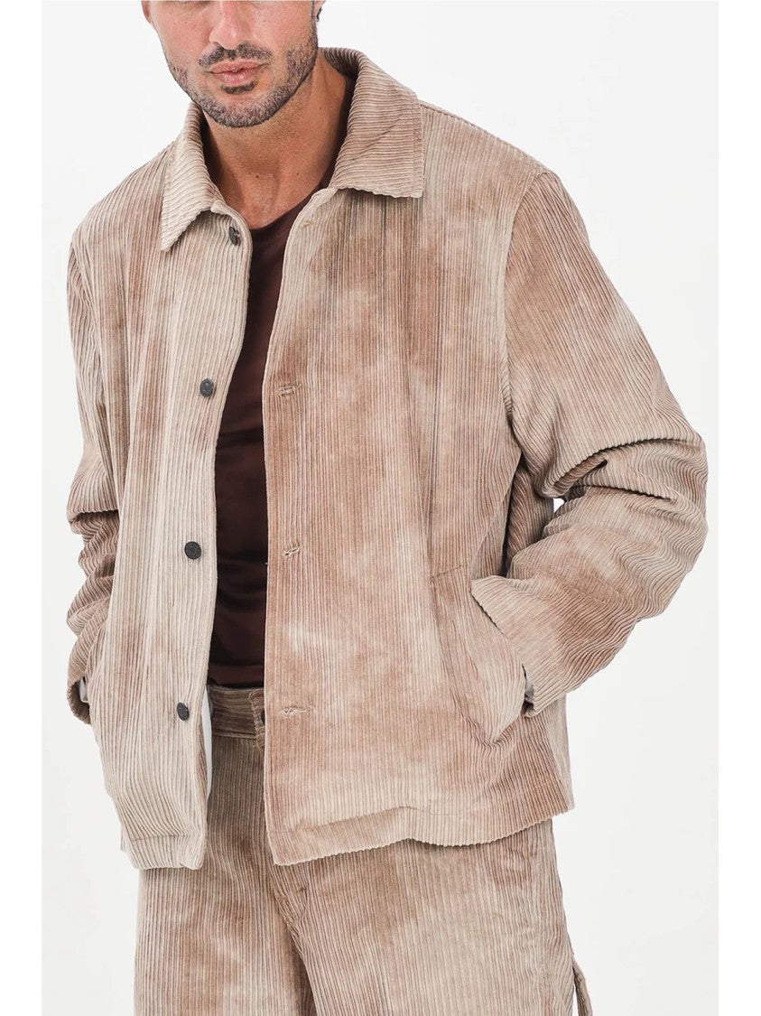 I M Brian Beige Corduroy Button-Front Cotton-Blend Coat