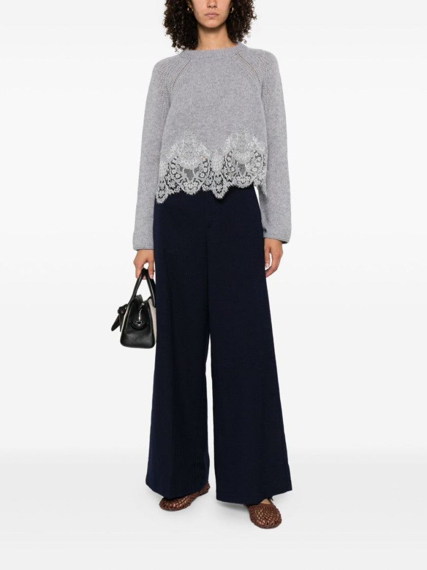 Ermanno Scervino Cashmere Sweater With Lace Trim