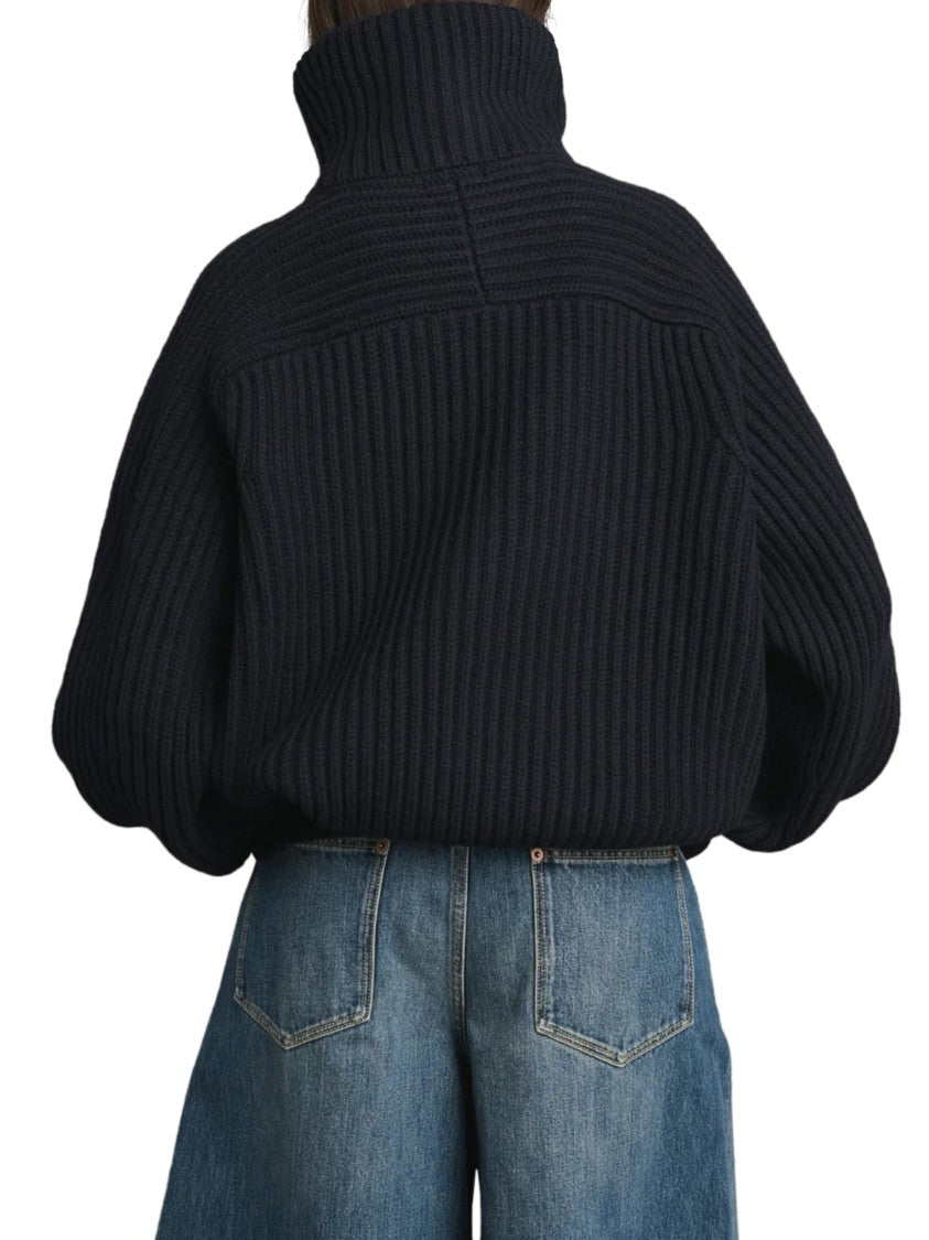 Soeur Jasper Chunky Ribbed Stand Collar Knit Jacket