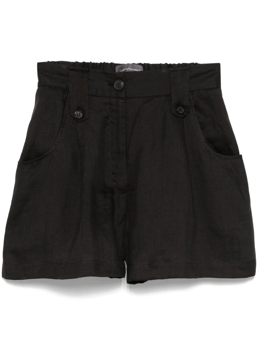 Lorena Antoniazzi Black High-Waisted Buttoned Belt Loops Shorts