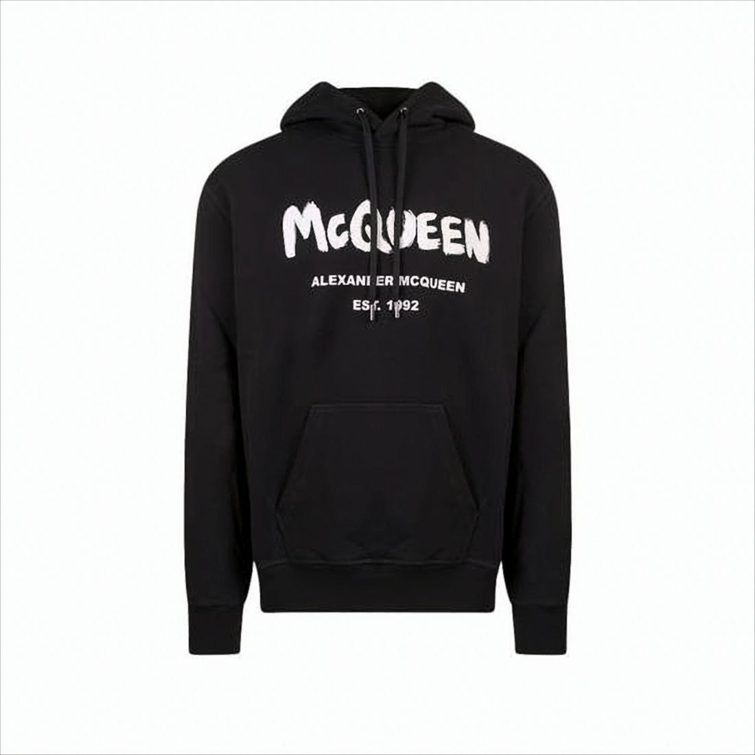 Alexander Mcqueen Classic Black Hoodie With Bold Graphics