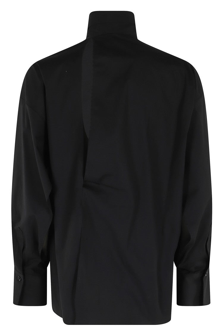 Semi Couture Black Almeda Balloon-Sleeve Button-Down Cotton Shirt