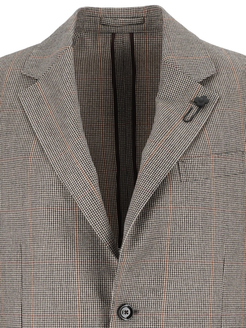 Lardini Virgin Wool Checkered Tailored Blazer