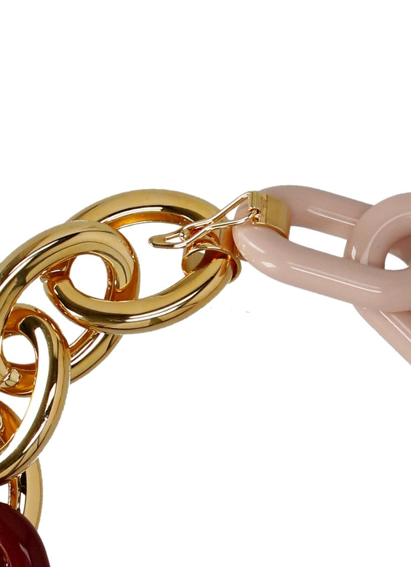 Marni Multicolor Resin And Metal Chain Necklace With Clip Closure