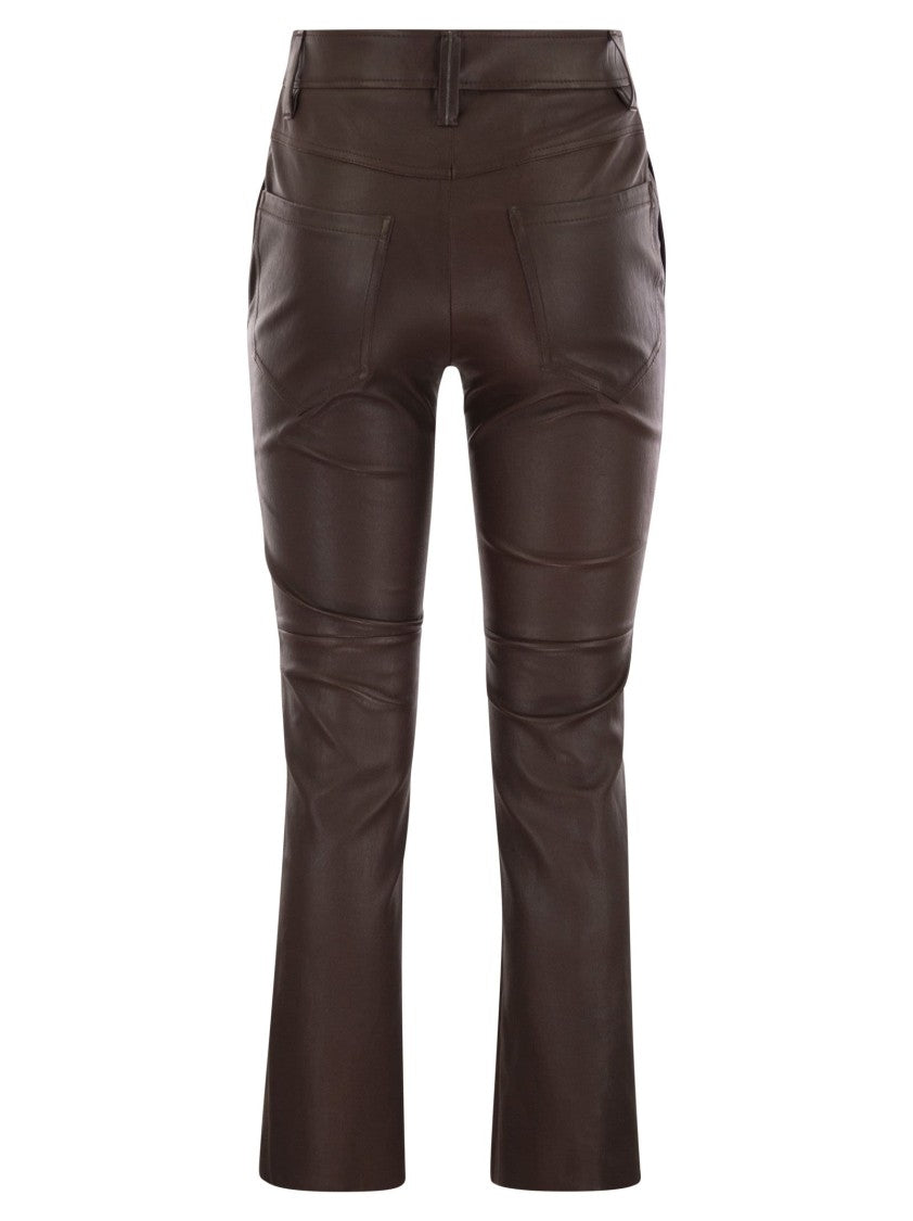 Brunello Cucinelli Stretch Nappa Leather Square Cigarette Trousers