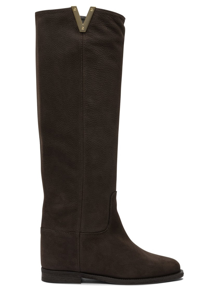 Via Roma 15 Brown Leather Ankle Boots With Minimalist Design