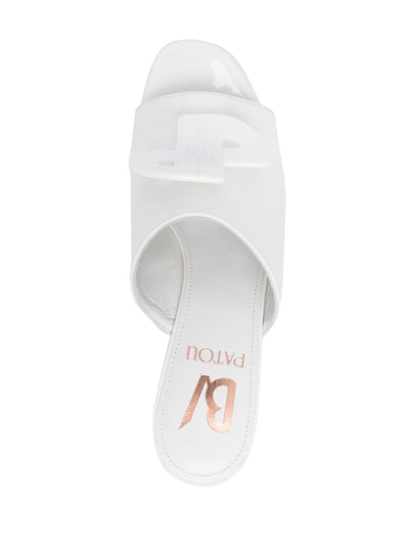 Patou Almond Open-Toe Sandals In Optical White Calf Leather