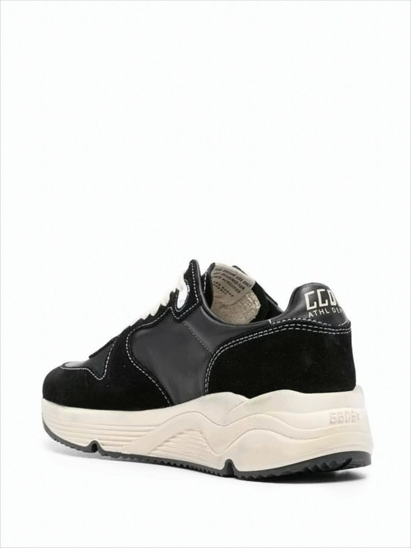 Golden Goose Black Leather Sneakers With Off-White Accents