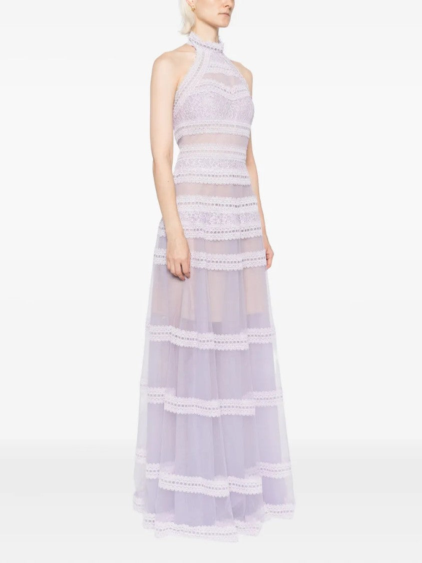 Saiid Kobeisy Lace Striped Long Dress