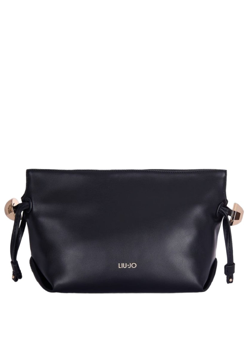 Liu Jo Black Gold-Tone Drawstring Bucket Bag