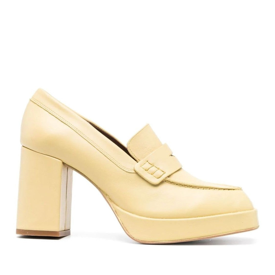 Alohas Yellow Busy High Block-Heel Loafer Pumps