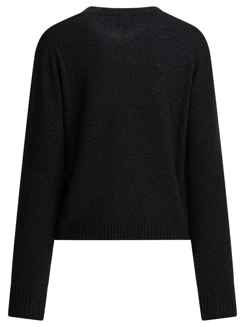 Ganni Graphic Print Wool Sweater With Ribbed Edges