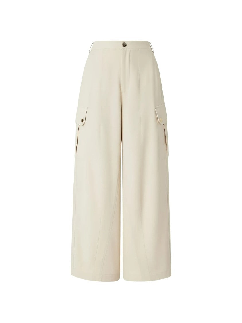 Pinko Neutral Rosalin Wide-Leg Cropped Tapered Pants