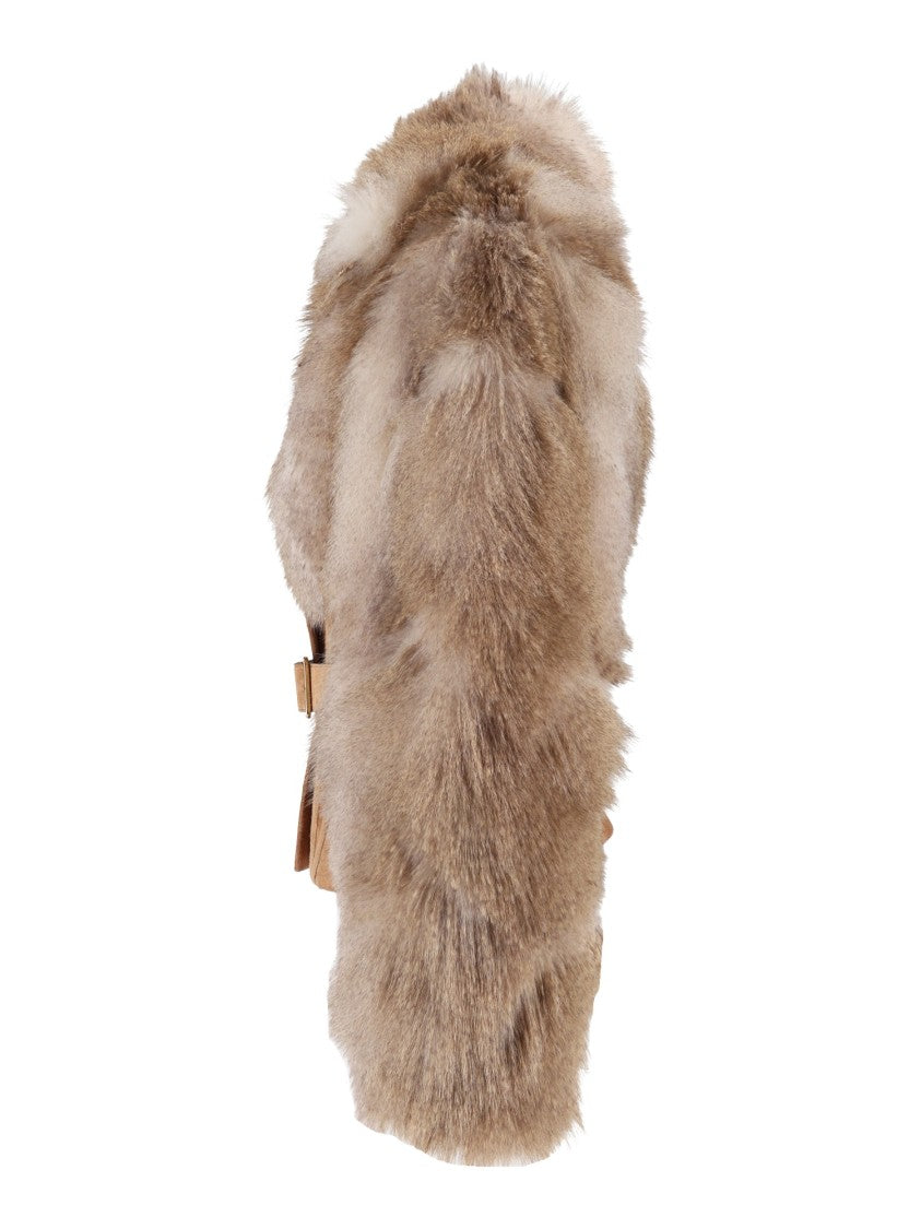 Elisabetta Franchi Cropped Textured Fur-Like Suede Belt Jacket