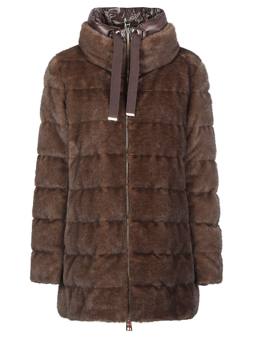 Herno A-Shape Faux Fur Polyester Down Jacket