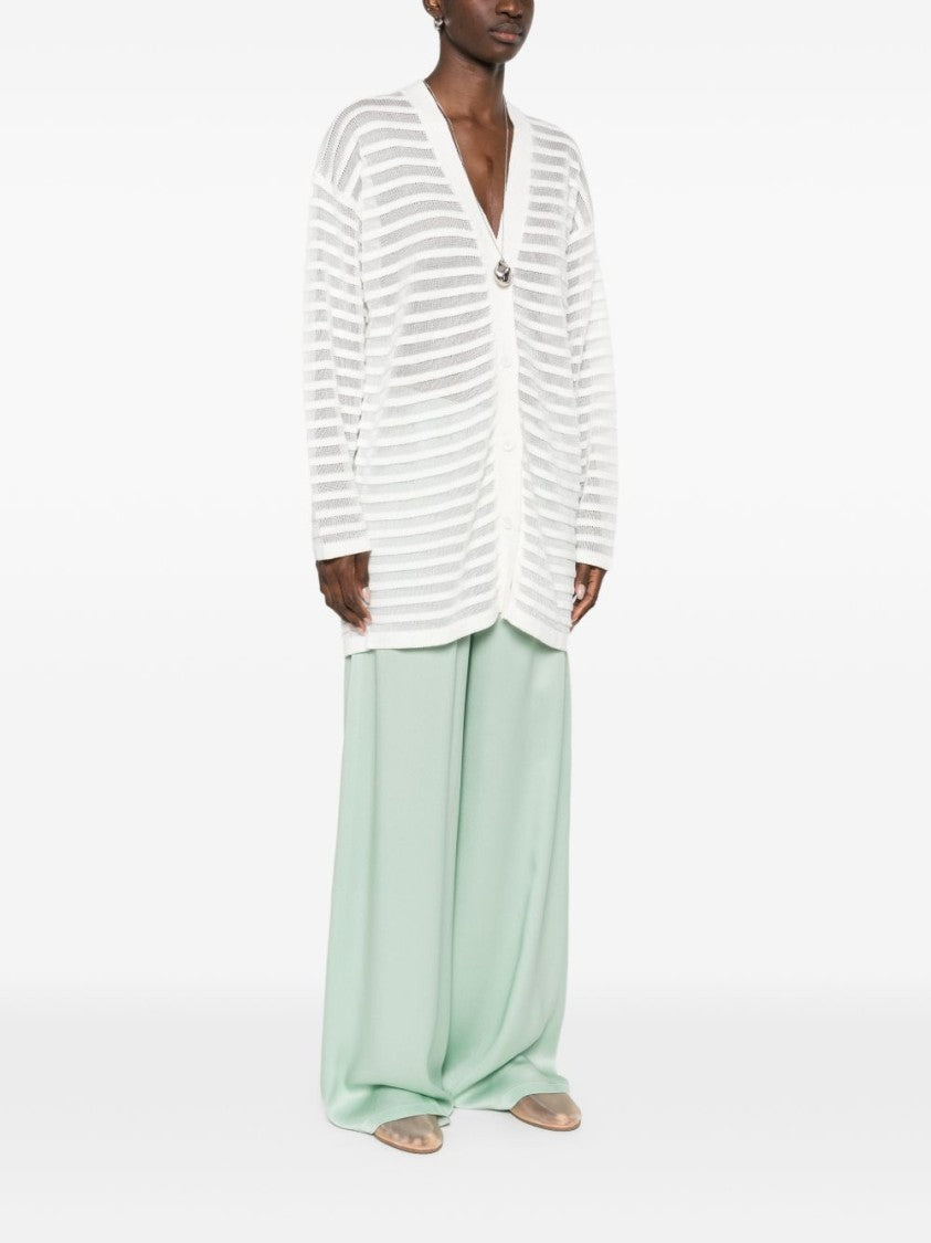 Fabiana Filippi Sheer Striped Knit Long-Sleeved Top