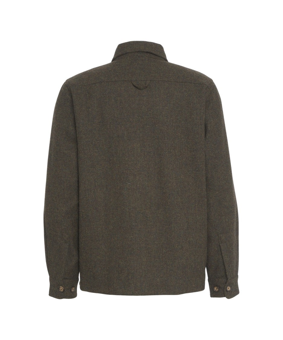 Portuguese Flannel Structured Wool Overshirt With Classic Collar