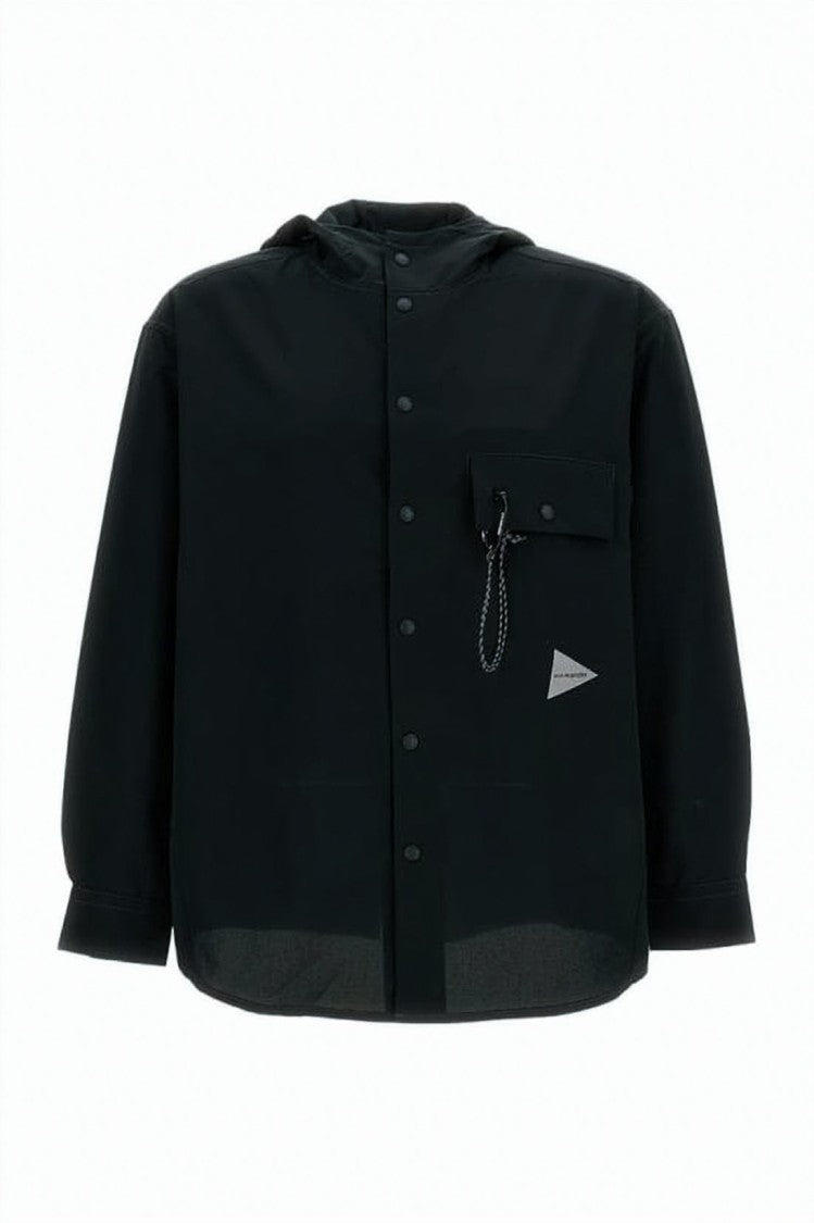 And Wander Black Lightweight Hooded Functional Shirt