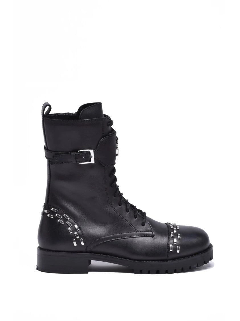 Patrizia Pepe Black Leather Rubber Women's Leather Ankle Boot