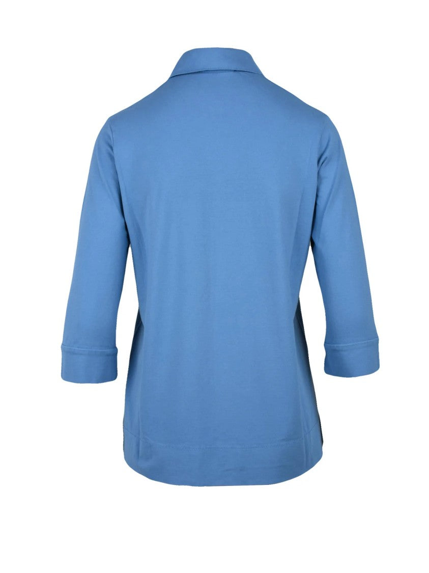 Alpha Studio Light Blue Button-Down Stretch Cotton Shirt