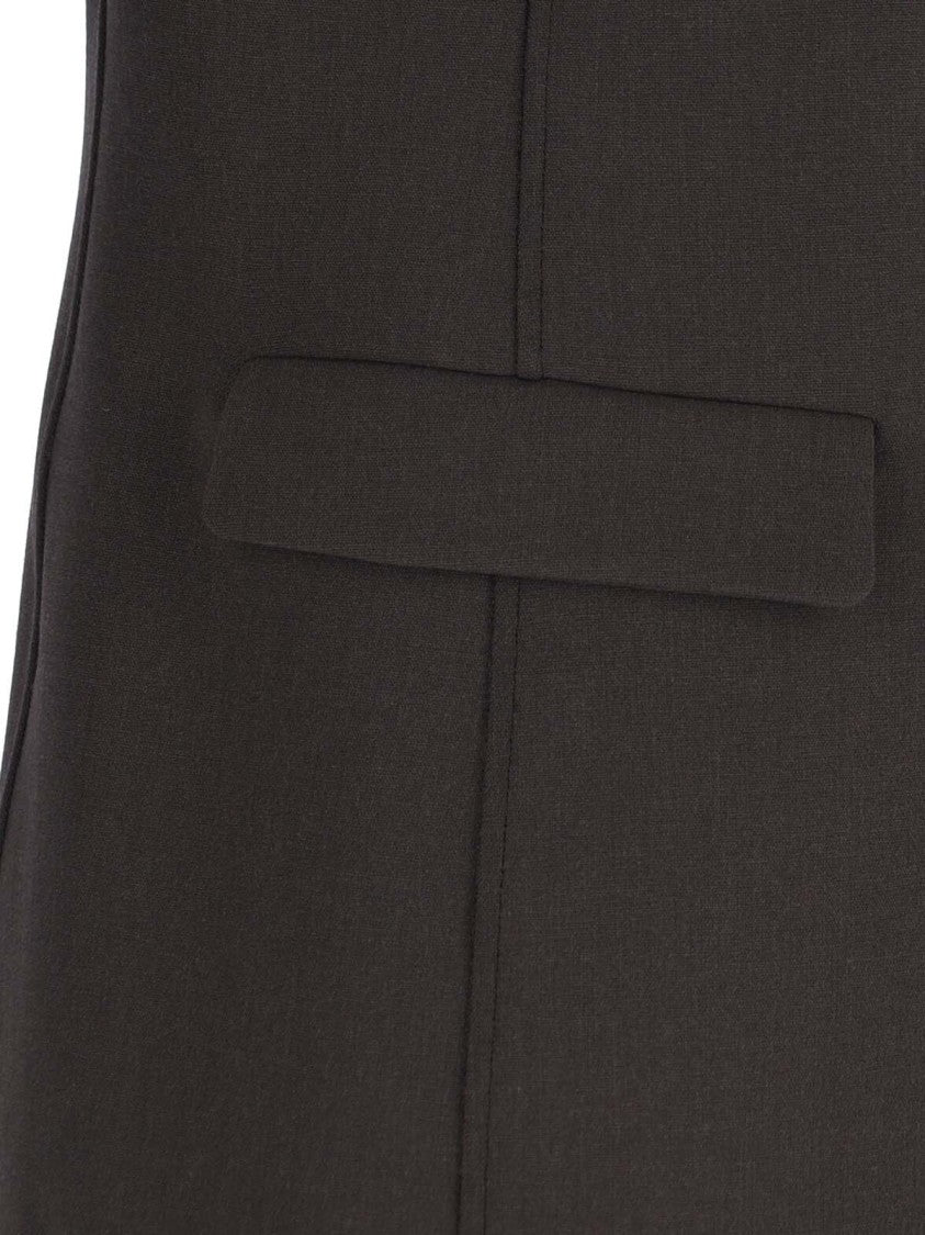 Giorgio Armani Double-Breasted Virgin Wool Blazer, Brown, Crew Neck