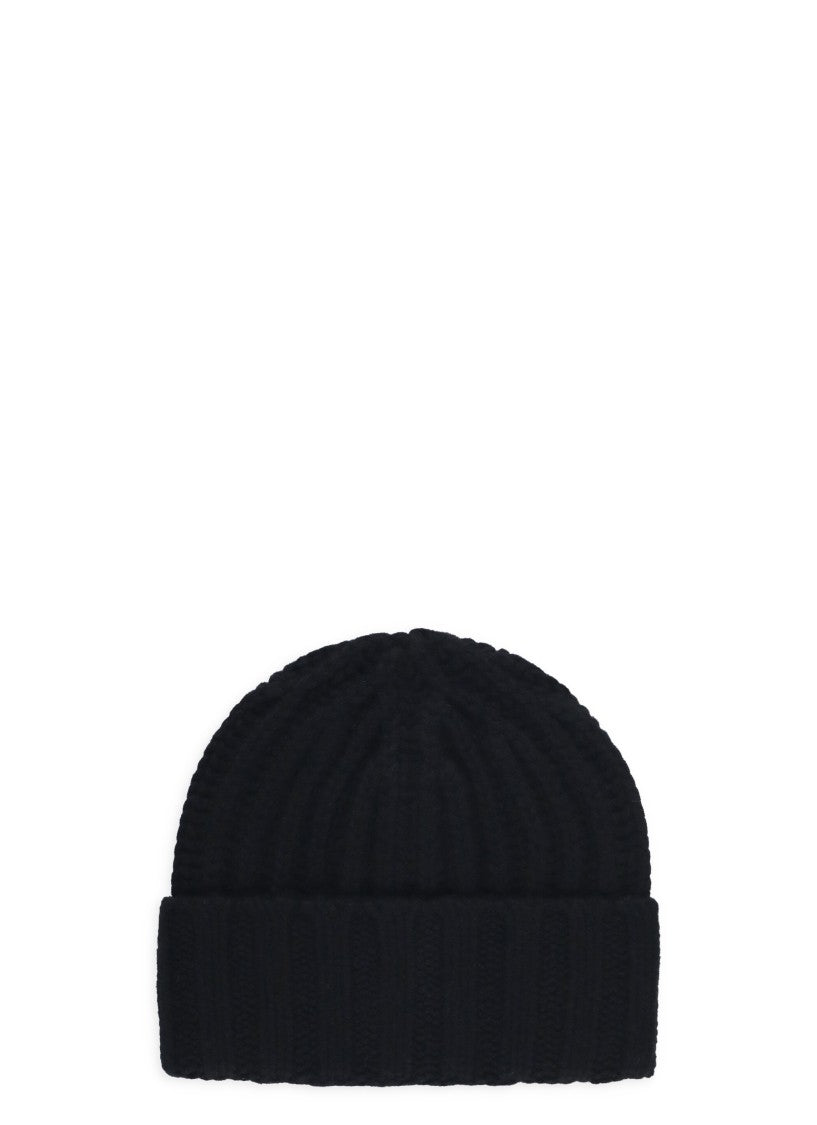 Barna Cashmere Black Cashmere Ribbed Beanie