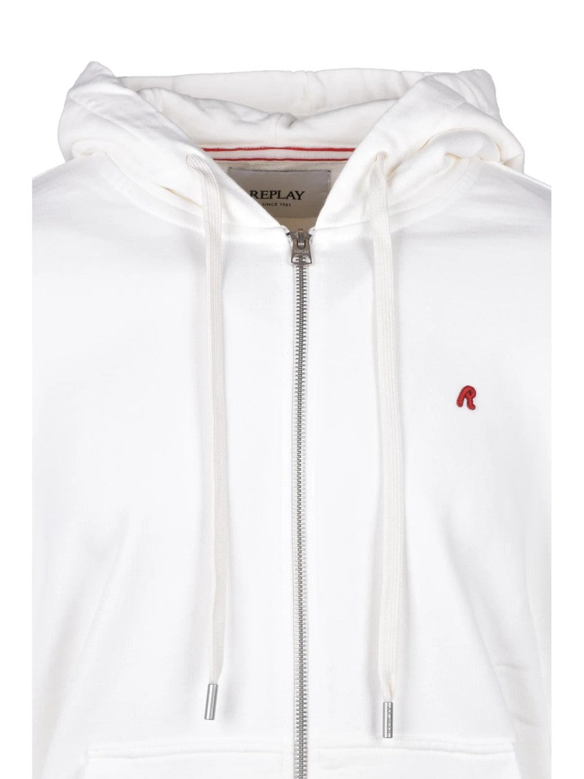 Replay White Hooded Cotton Hoodie