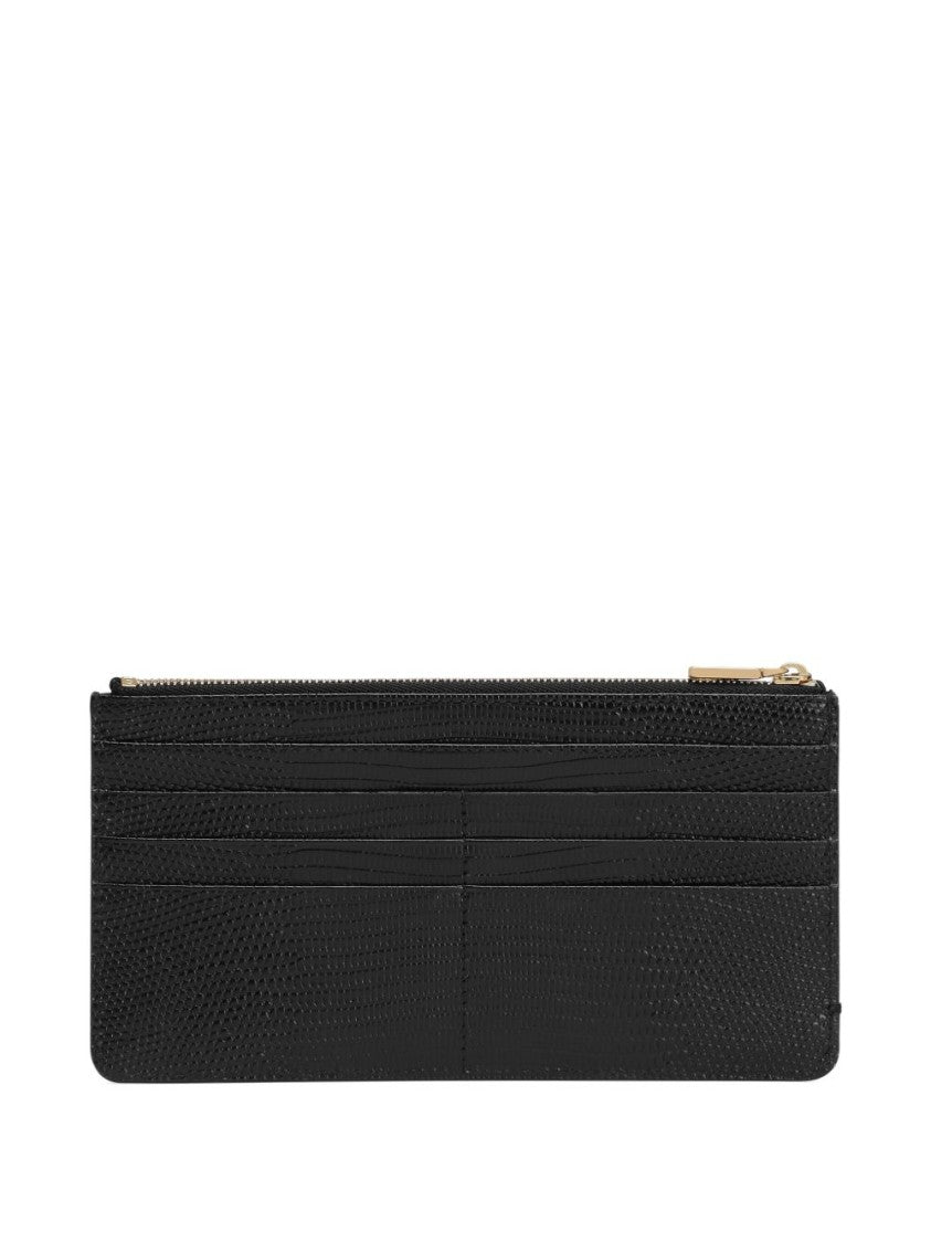 Dolce & Gabbana Textured Leather Rectangular Clutch With Gold-Tone Accents